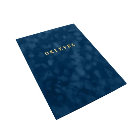 Oklevéltartó A4, prémium, arany nyomattal, Bluering® kék