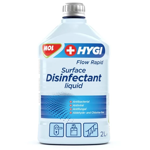 Fertőtlenítő hatású tisztítószer 2 liter Mol Hygi Flow Rapid