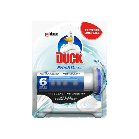 Duck Fresh Discs eukaliptusz WC frissítő – 36 ml zselés öblítő korong, tisztaság minden öblítésnél