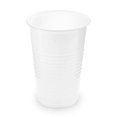 Víztiszta műanyag pohár 3 dl, 50 db/csomag, egyszer használatos sima falú kivitel