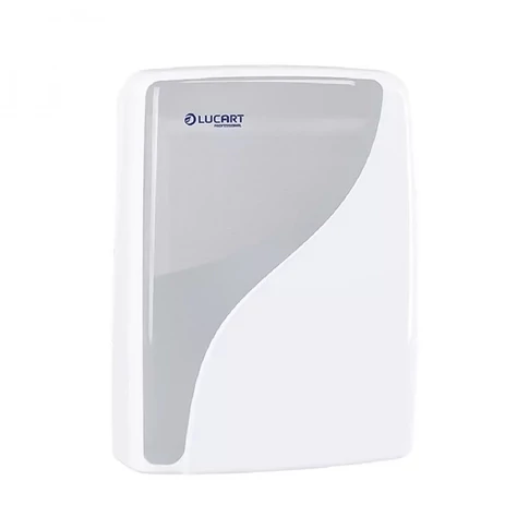 Lucart Slim Identity fehér műanyag adagoló hajtogatott kéztörlőkhöz, falra szerelhető, zárható kivitel