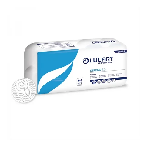 Toalettpapír 3 rétegű 250 lap/tekercs cellulóz 8 tekercs/csomag 8.3 Strong Lucart_811789P hófehér