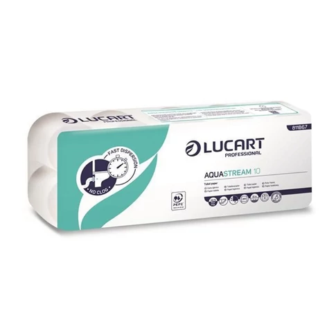 Gyorsan oldódó Aquastream toalettpapír – Lucart Aquastream 10, 2 réteg, 200 lap/tekercs