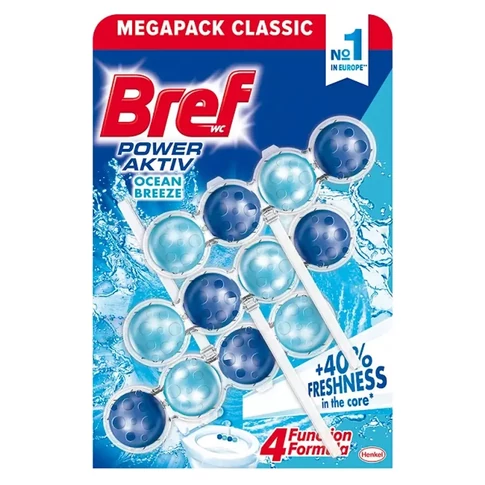 Bref Power Aktiv Ocean Breeze golyós WC-illatosító, 3×50 g