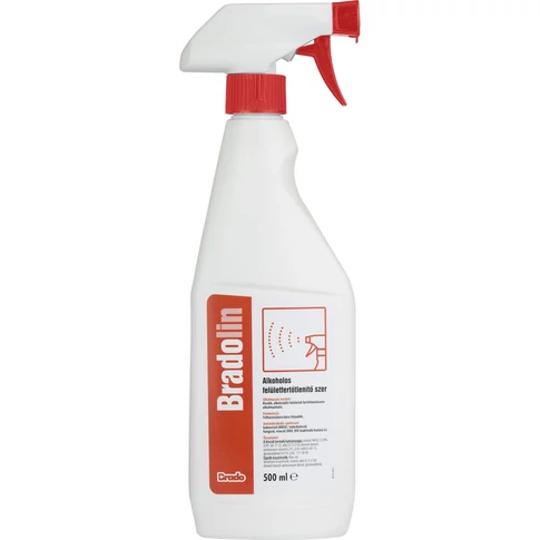 500 ml-es Bradolin fertőtlenítő spray – alkoholos, azonnal használható tisztítószer otthonra és irodába