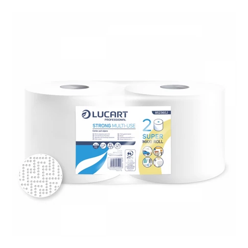 Kéztörlő 2 rétegű tekercses átmérő: 25 cm 100% cellulóz belső magos 2 tekercs/karton Strong Lucart Multi-Use_852360J