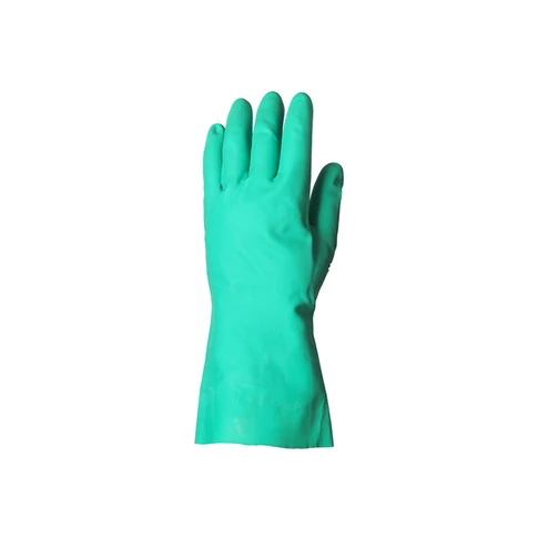 Eurotechnique vegyszerálló nitril gumikesztyű M méret, zöld, púdermentes, 32 cm