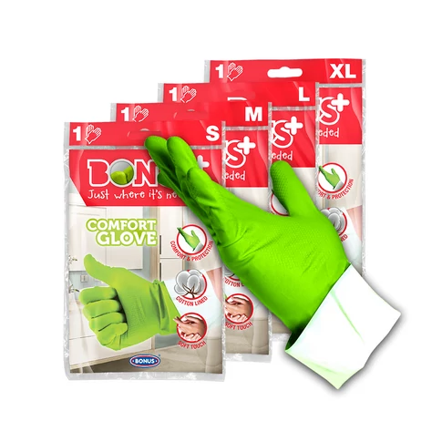 Gumikesztyű L háztartási Bonus Komfort zöld