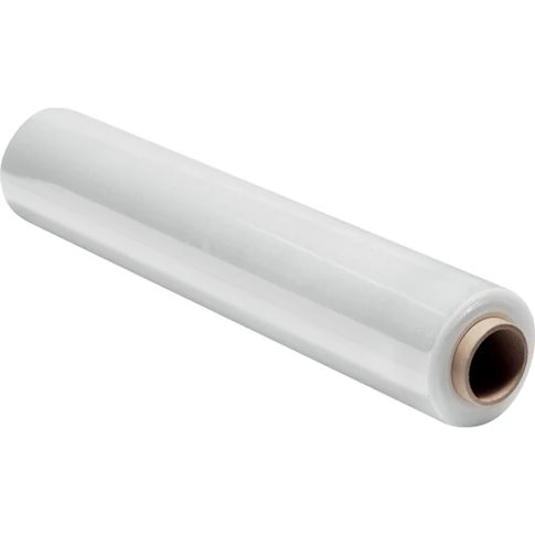 Raklapok és dobozok rögzítéséhez használt átlátszó strechfólia 50 cm szélességben, 23 mikron vastagsággal