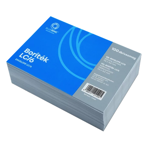 Bluering® LC/6 méretű fehér boríték, 114 × 162 mm, szilikonos bélésnyomással, 100 darabos csomagban