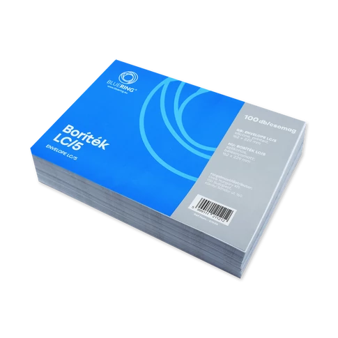 Biztonsági bélésnyomott belsővel ellátott fehér Bluering LC/5 szilikonos boríték 162×229 mm méretben, 100 darabos csomagban levelek és bizalmas iratok postázásához