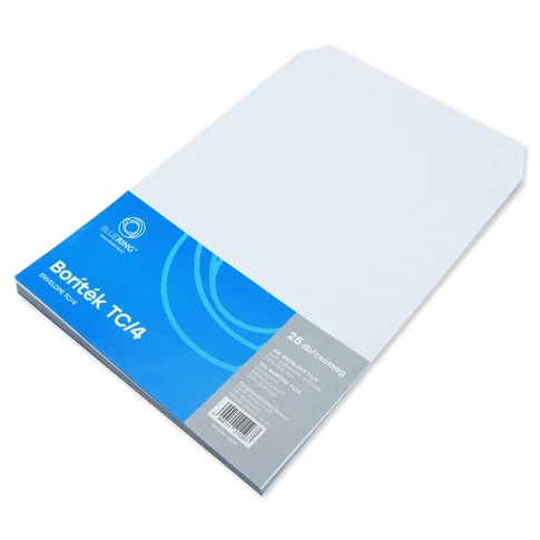 Bluering TC/4 (C4) boríték, 229×324 mm, öntapadó, bélésnyomott, fehér – 25 db/csomag, A4 hajtás nélkül