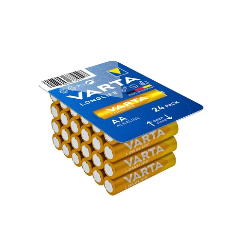Varta Longlife AA ceruzaelem LR06, 24 darabos BigBox csomag – tartós alkáli elemek, közepes energiaigényű eszközökhöz