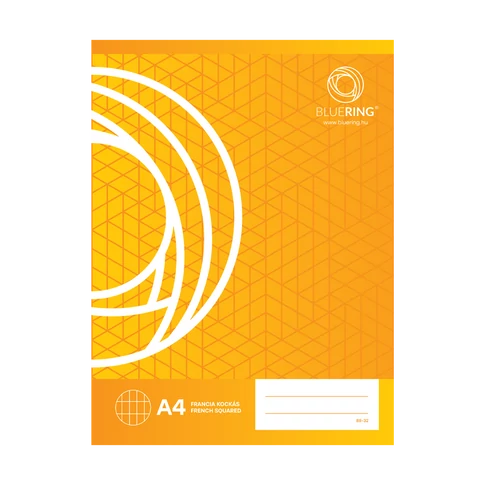 Bluering® A4 franciakockás füzet 88-32 – 32 lapos, tűzött iskolai füzet; 70 g/m² famentes fehér ofszet belív és 170 g/m² karton borító a mindennapi jegyzeteléshez, matekhoz és műszaki rajz jellegű feladatokhoz