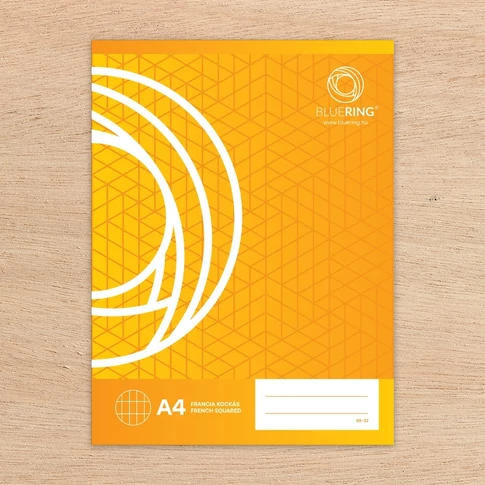 Iskolai füzet A4 32 lap (franciakockás) – Bluering 88-32; rendezett, egyenletes kockázás a precíz íráshoz és számoláshoz, strapabíró karton borítóval
