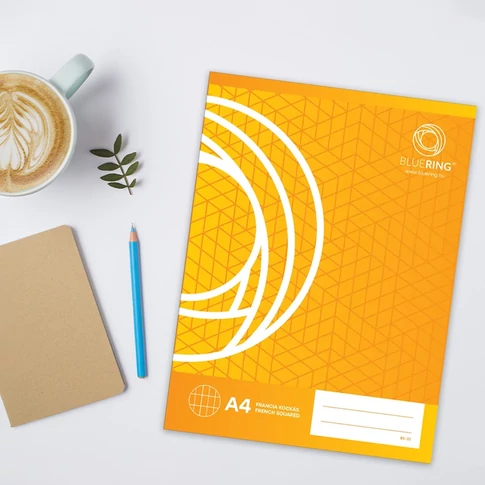 A4 franciakockás tűzött füzet Bluering – 32 lapos iskolai füzet, jegyzeteléshez és feladatmegoldáshoz