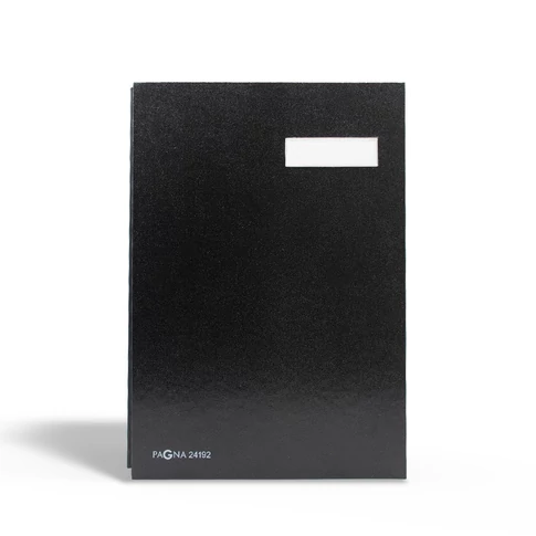 Aláírókönyv, 20 lapos A4 Pagna – fekete műanyag borítóval, céges dokumentumok rendezéséhez