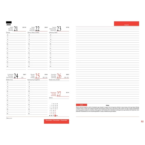 Tanítói zsebkönyv A5, műbőr 145mmx205mm, fehér lapokkal piros 2026/2027 Realsystem