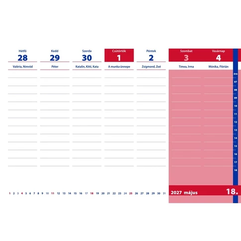 Asztali diák naptár 165mmx240mm, fehér lapokkal 2026/2027 tanévre Realsystem