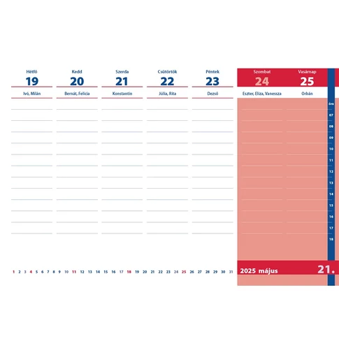 Asztali diák naptár 165mmx240mm, fehér lapokkal 2024/2025-ös tanévre Realsystem