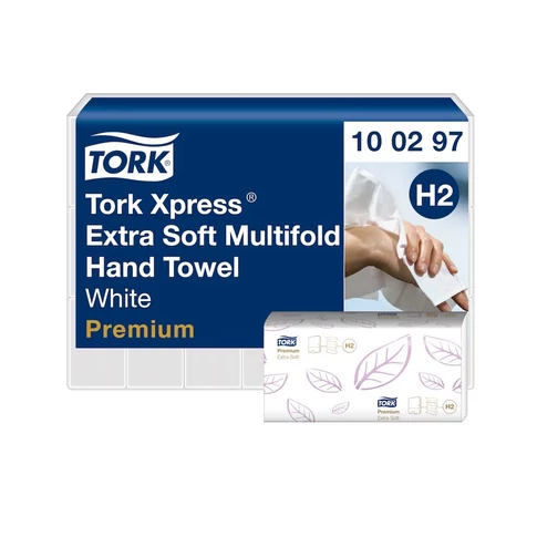 Tork Xpress Extra Soft Multifold kéztörlő H2, 2 rétegű, fehér, 100 lapos csomag, professzionális mosdókhoz