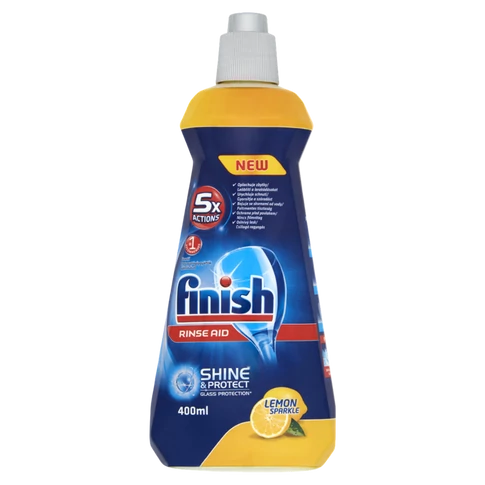 Finish citromos gépi öblítő 400 ml – mosogatógéphez, foltos száradás csökkentésére és csillogó edényekhez