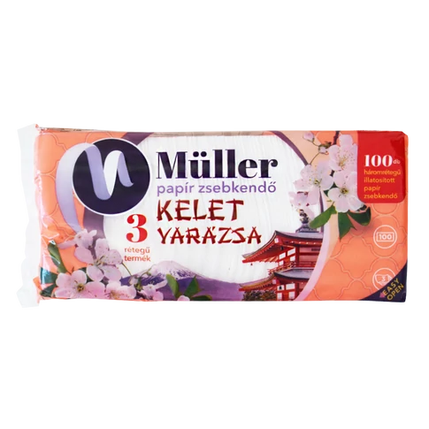Kelet Varázsa papírzsebkendő 3 rétegű – 100 db/csomag, puha mindennapi zsebkendő otthonra, irodába és utazáshoz