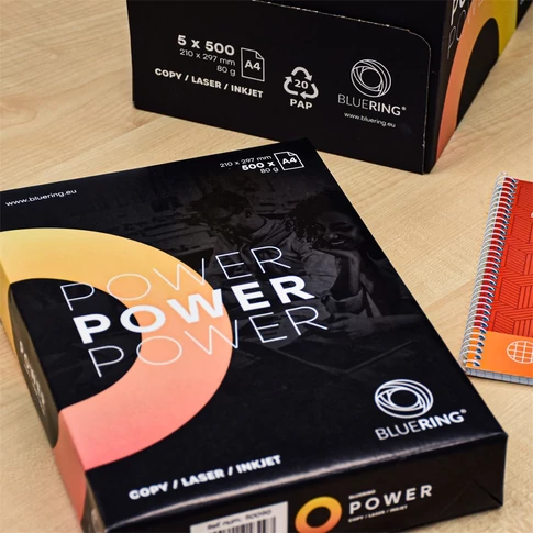 Másolópapír A4 80g Bluering® Power 500 ív – EU Ecolabel minősítés, univerzális irodai nyomtatáshoz
