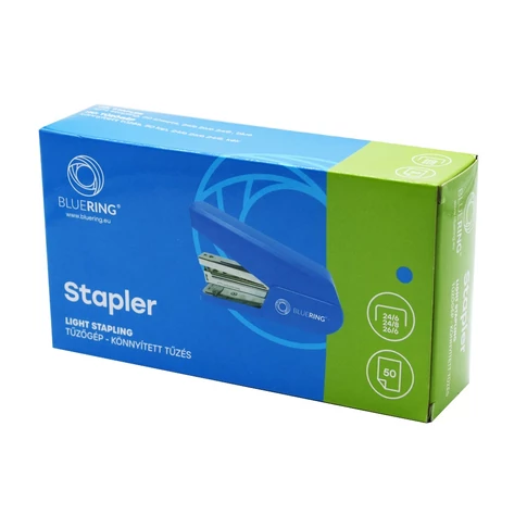 Bluering® tűzőgép könnyített tűzéssel – 50 lap, kék, vastag dokumentumok összefogásához