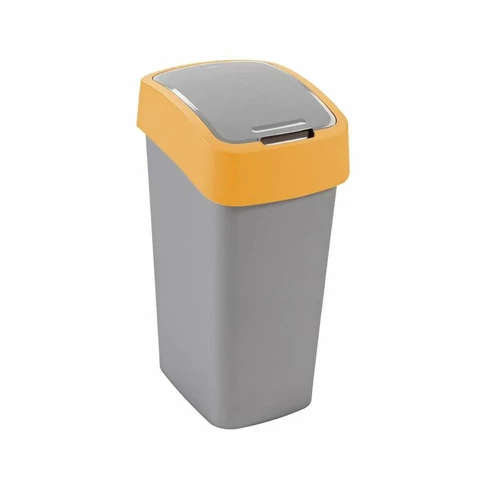 Szemeteskuka billenő fedéllel műanyag 45 literes Curver ezüst-sárga