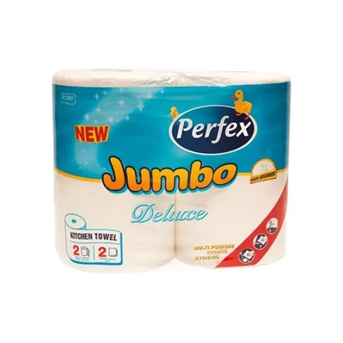Háztartási papírtörlő kéztörlő 2 rétegű 300 lap/tekercs 2 tekercs/csomag Boni Perfex Jumbo Deluxe