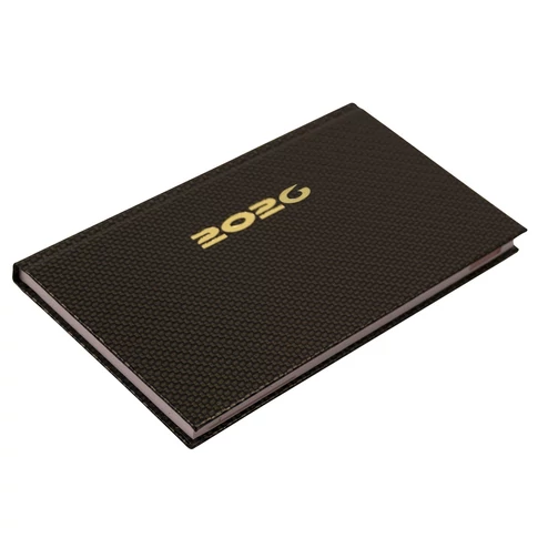 Zsebnaptár fekvő Carbon, fehér lapokkal bronz Realsystem 2026.