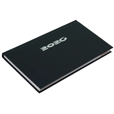 Zsebnaptár fekvő Carbon, fehér lapokkal kék Realsystem 2026.