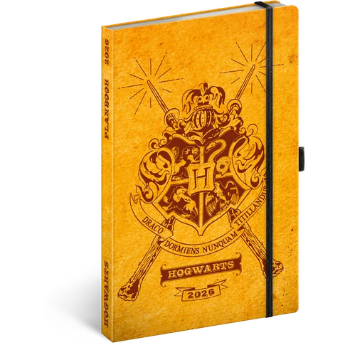 Keménytáblás notesz krémszínű lapokkal leszorító gumiszalaggal Harry Potter-Hogwarts 130x210mm, Presco