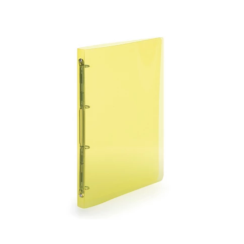 Karton P+P Lines gyűrűskönyv A4, 4 gyűrűs, 2 cm gerinc, áttetsző PP, sárga