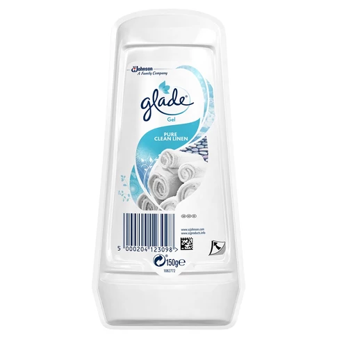 Glade Clean Linen 150 g légfrissítő zselé, friss, tiszta „clean linen” illattal nappali, hálószoba, fürdőszoba és WC folyamatos, illatosításához