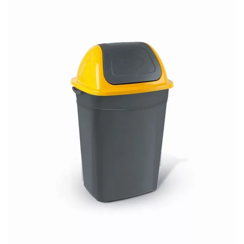 Szemeteskuka billenő fedéllel műanyag 50 literes UP013S antracit-sárga
