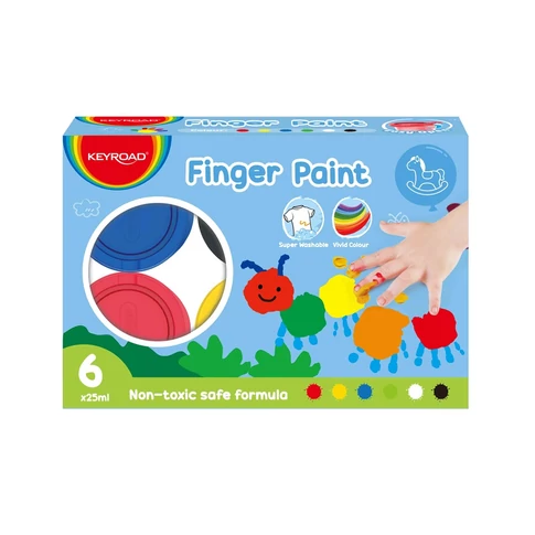 Kézműves foglalkozáshoz ujjfesték – Keyroad 6×25 ml, vegyes színek, könnyű színkeveréshez