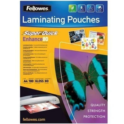 Fellowes lamináló tasak A4 fényes 80 mikron 100 db/doboz SuperQuick