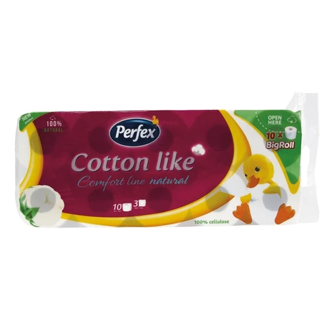 Toalettpapír 3 rétegű kistekercses 100% cellulóz 160 lap/tekercs 10 tekercs/csomag Cotton Like Perfex fehér
