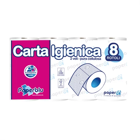 Puha, kényelmes Paperblu 2 rétegű toalettpapír – 150 lapos tekercs, ideális otthoni, céges és közintézményi használatra