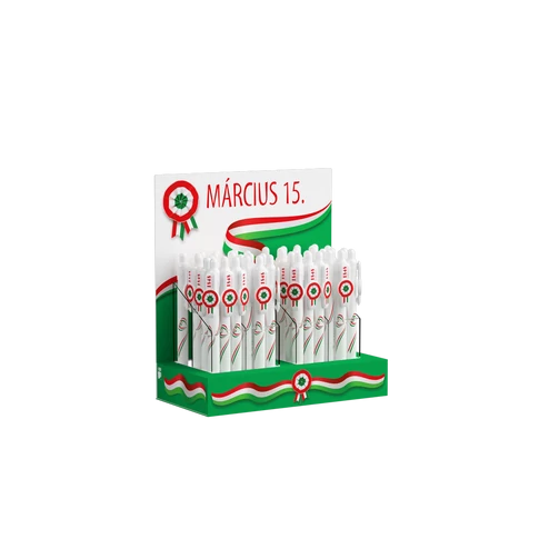 Golyóstoll 0,8mm, nyomógombos Ico kokárdás, 48 db/display, írásszín kék