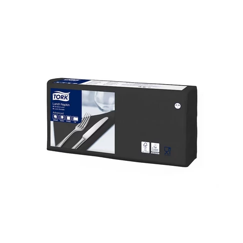 Szalvéta 2 rétegű 1/4 hajtás lapméret: 32,8 x 32,5 cm 200 lap/csomag Lunch Tork_477148 fekete