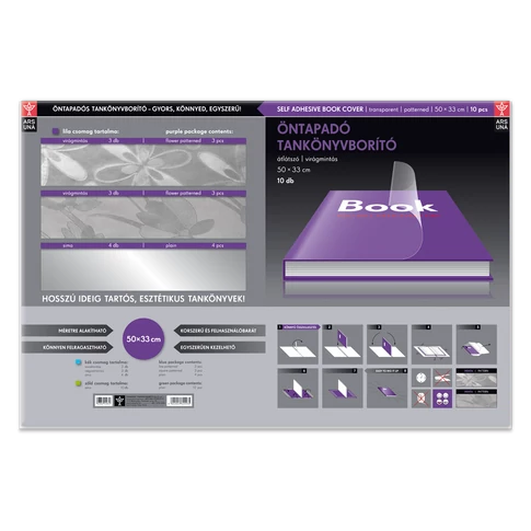 Tankönyvborító öntapadó, 50x33cm, 10 ív/csomag, Ars Una, virágmintás