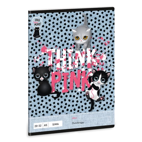 Füzet iskolai A5, 32lap, sima 20-32 Ars Una THINK-PINK (5285) 23 10db/csomag