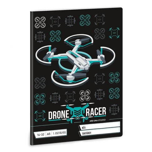 Füzet iskolai A5, 32lap, vonalas 14-32 1.osztályos Ars Una DRONE RACER (5131) 22 10db/csomag