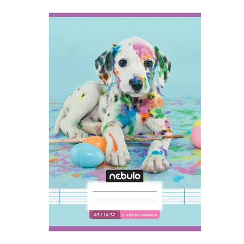 Füzet, A5, 1. osztályos vonalas, 14-32, Cuki minták, 16 db/csomag Nebulo