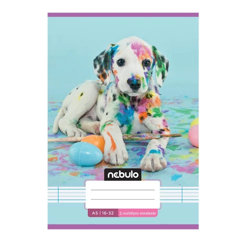 Füzet, A5, 2. osztályos vonalas, 16-32, Cuki minták, 16 db/csomag Nebulo