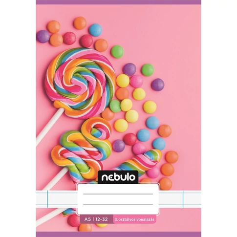 Füzet, A5, 3. osztályos vonalas, 12-32, Cuki minták, 16 db/csomag Nebulo