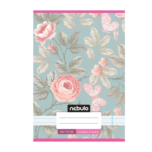 Füzet, A5, 4. osztályos vonalas, 21-32, Cuki minták, II., 16 db/csomag Nebulo